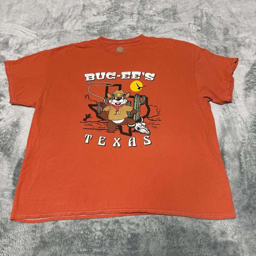 Buc-ee's Texas Cowboy Beaver T-Shirt Orange Mens 2XL Graphic Western